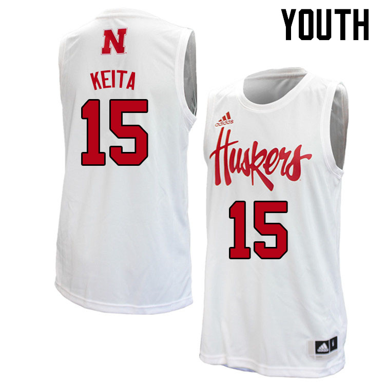 Youth #15 Blaise Keita Nebraska Cornhuskers College Basketball Jerseys Sale-White - Click Image to Close